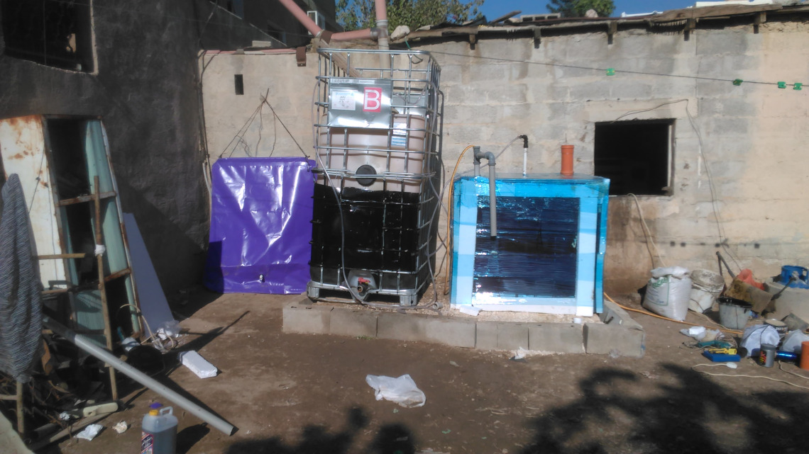 The Solar CITIES solar heated IBC biodigester in Auja Bedouin Village in Palestine,